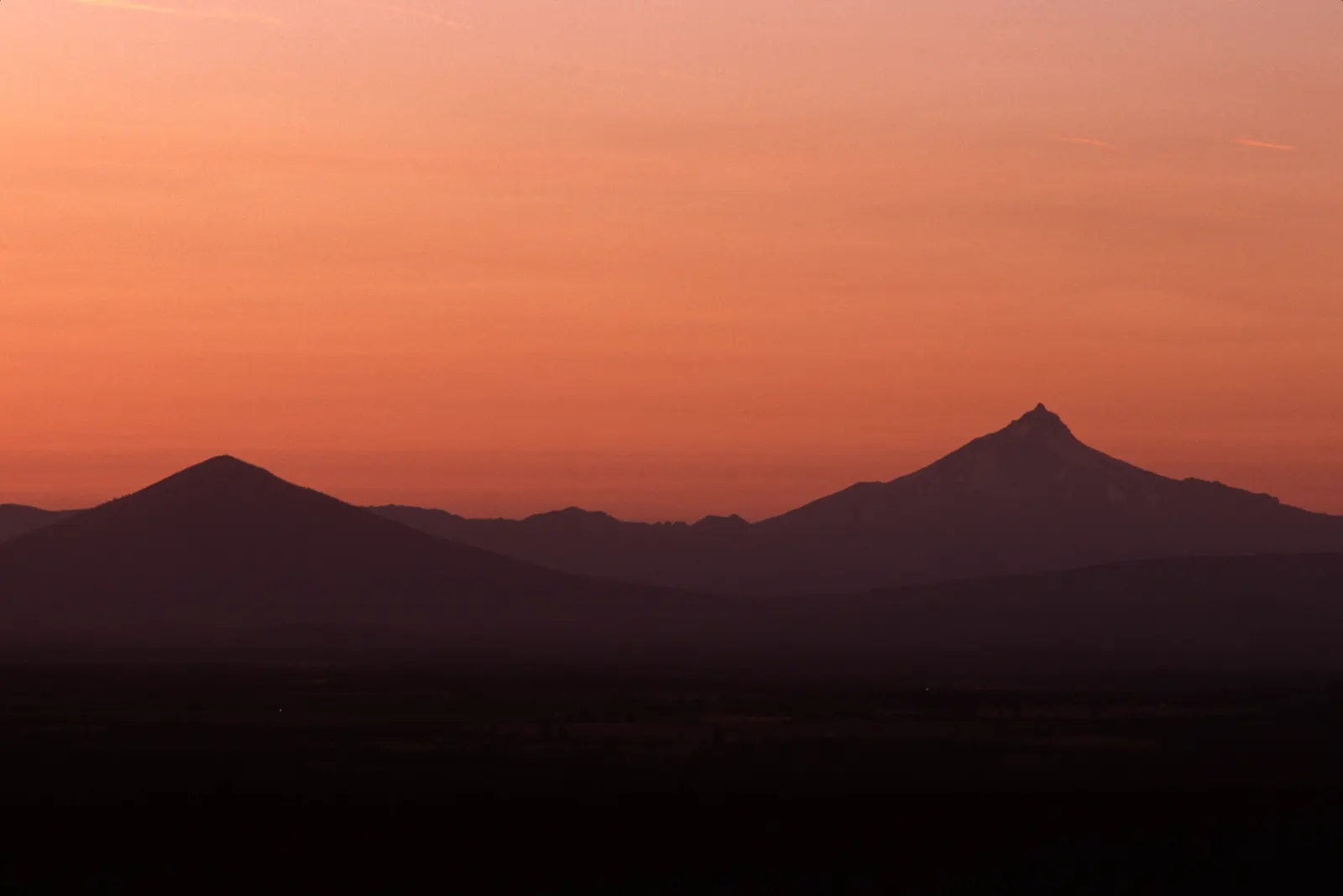 Sunset over Black Butte and Mt. Jefferson, Central Oregon
